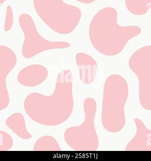 Seamless pink cow or dalmatian pattern with irregular spots, perfect for textiles, wallpapers, and modern decor. High quality vector design for versat Stock Vector