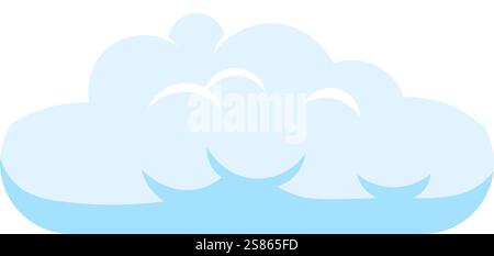 Simple vector illustration of a light blue cumulus cloud floating in a clear white sky, ideal for representing concepts related to weather, dreams, or Stock Vector