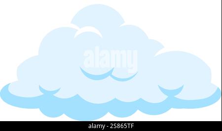 Cartoon illustration featuring a light blue cloud gently floating in a clear sky, symbolizing good weather, dreams, and the boundless realm of Stock Vector
