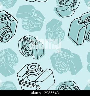 Retro camera pattern seamless. vintage camera background Stock Vector