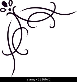 Elegant corner ornament featuring floral motifs and swirling lines, creating a sophisticated decorative element for various design projects Stock Vector