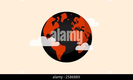 Warming of the Earth Atmosphere. Conceptual illustration of air pollution, extreme weather and global warming Stock Vector