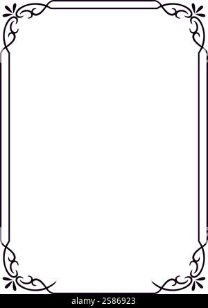 Classic rectangular frame with delicate floral corners creating an ...