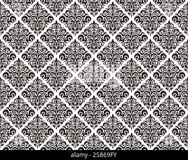 Horizontally And Vertically Repeatable Vector Seamless Damask Vintage Pattern. Stock Vector