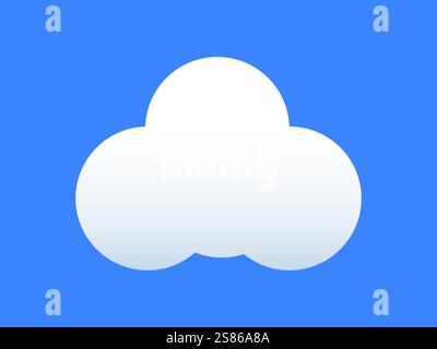 White colour cloud shining in Blue sky background. Cloud icon, cloud shape. Different shapes clouds gradient and 3d design.Design for element for logo Stock Vector