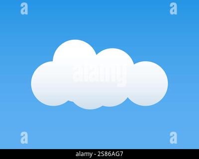 White colour cloud shining in Blue sky background. Cloud icon, cloud shape. Different shapes clouds gradient and 3d design.Design for element for logo Stock Vector