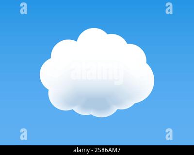 White colour cloud shining in Blue sky background. Cloud icon, cloud shape. Different shapes clouds gradient and 3d design.Design for element for logo Stock Vector