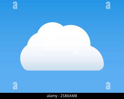 White colour cloud shining in Blue sky background. Cloud icon, cloud shape. Different shapes clouds gradient and 3d design.Design for element for logo Stock Vector