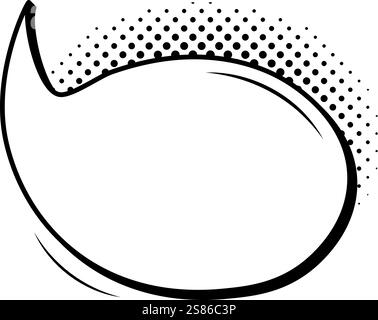 Empty comic style speech bubble with a halftone pattern is ready for custom text, perfect for expressing thoughts, ideas, or dialogue in a fun and Stock Vector