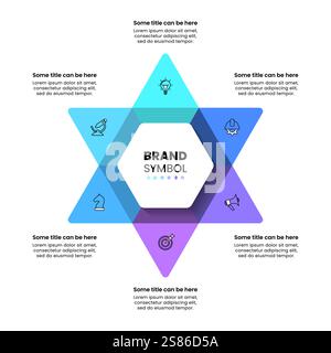 Infographic template with icons and 6 options or steps. Star. Can be used for workflow layout, diagram, banner, webdesign. Vector illustration Stock Vector