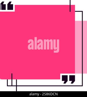 Pink quote box with black quotation marks is ready for inspiring and motivational quotes, thoughts and testimonials, creating a vibrant and engaging Stock Vector