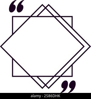 Double rhombus frame with quotation marks is waiting for a customer quote, perfect for social media posts, websites, blogs, articles or marketing Stock Vector