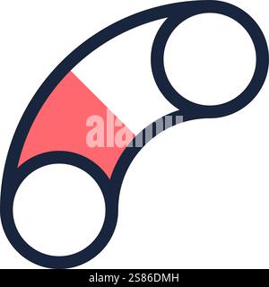Boomerang shaped abstract graphic featuring red and white colors, ideal for representing concepts related to Australia, return, hunting, sport Stock Vector