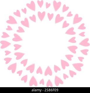 Freehand Black hearts Circular Frame border in trendy minimalism. Black Day Copy space Template idea. Isolated Vector illustration Thematic cards or web promo leaflet wallpaper, price, label, wrapping Stock Vector