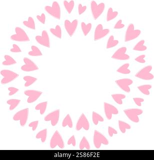 Freehand Black hearts Circular Frame border in trendy minimalism. Black Day Copy space Template idea. Isolated Vector illustration Thematic cards or web promo leaflet wallpaper, price, label, wrapping Stock Vector