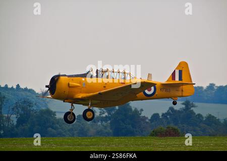 RAF North American Harvard AT-16, IIB in flight but landing Stock Photo