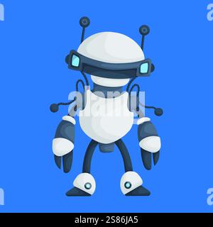Futuristic Cartoon Robot with Antennas Stock Vector