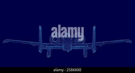 Blue airplane with a blue background. The airplane is in the middle of the image. The airplane is a fighter jet Stock Vector