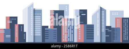 City buildings, urban landscape. Vector illustration of a city landscape, metropolis of beautiful tall buildings, skyscrapers, offices, architectural Stock Vector
