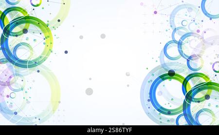 Abstract background with gradient circles. Scientific, futuristic theme with plexus effect. Vector Stock Vector