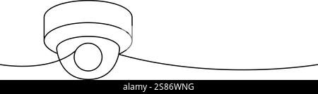 Fixed CCTV camera one line continuous drawing. Security surveillance system. Vector illustration Stock Vector