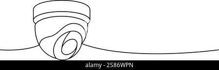 Fixed CCTV camera one line continuous drawing. Video surveillance. Vector illustration Stock Vector