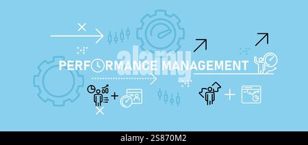 Performance Management concept showcasing data analysis work planning job strategy improvement system monitoring and optimization design icon outline Stock Vector