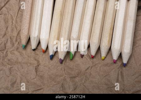 Colored pencilso paper background Stock Photo