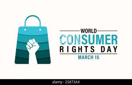 World Consumer Rights Day is celebrated on March 15th. Paper cut design Vector Design for banner, cards, prints, social media, poster, flyer. Stock Vector