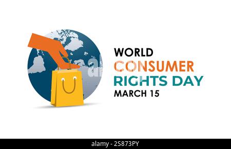 World Consumer Rights Day is celebrated on March 15th. Paper cut design Vector Design for banner, cards, prints, social media, poster, flyer. Stock Vector