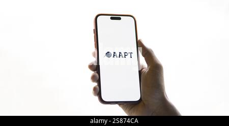 Dhaka, Bangladesh- 18 jan 2025, AAPT logo is displyed on smartphone ...
