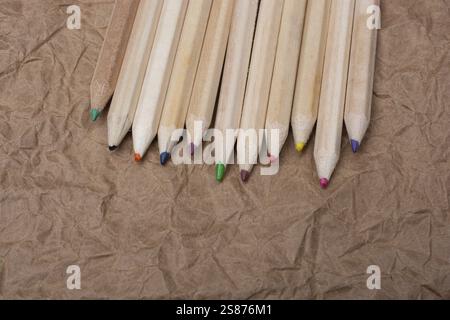 Colored pencilso paper background Stock Photo