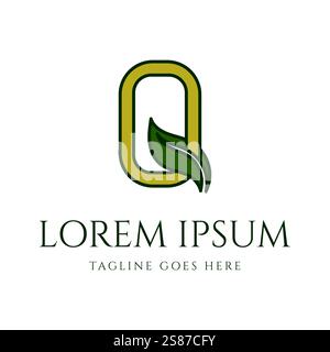 Initial Letter Q with Leaf Leaves Foliage for Nature Herbal Spa or Environment Symbol Illustration Logo Design Vector Stock Vector