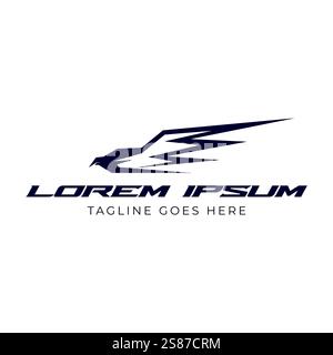Simple Minimalist Flying Eagle Hawk Falcon Bird for Logo Design Vector Stock Vector