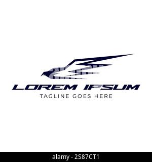 Simple Minimalist Flying Eagle Hawk Falcon Bird for Logo Design Vector Stock Vector