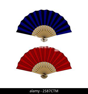 Shan Traditional Folding Hand Japanese Chinese Papercraft Fan Illustration Vector Stock Vector