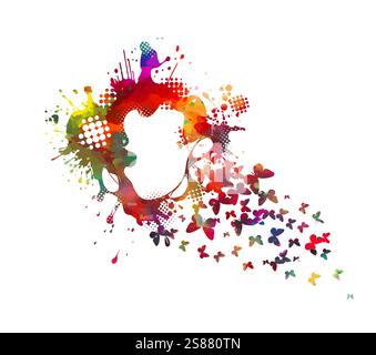 Abstract colored butterfly of small butterflies. hand drawing. Not AI. Vector illustration Stock Vector