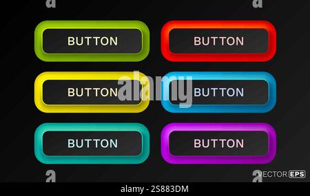 Button color set, minimal label message, web element. Vector  Stock Vector