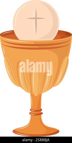 first communion chalice and host Stock Vector