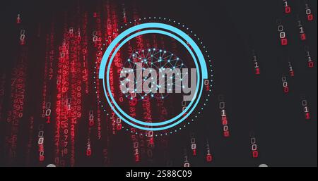 Image of ai brain and data processing over binary coding Stock Photo