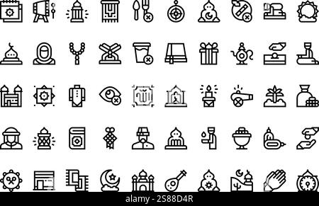 Ramadan icons High-Quality Vector Icons Collection with Editable Stroke. Ideal for Professional and Creative Projects Stock Vector
