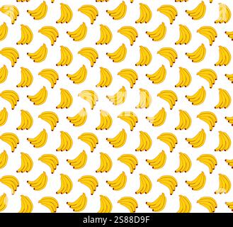 Seamless background pattern with yellow bananas. Vector pattern. graphic line on transparent background Stock Vector