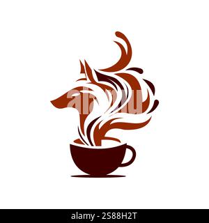 coffee fox icon logo design template Stock Vector