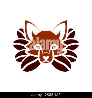 coffee fox icon logo design template Stock Vector