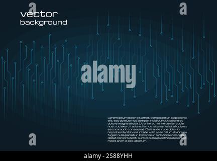 Abstract technological dark blue background with elements of the microchip. Circuit board background texture. Vector illustration. Stock Vector