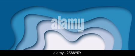 Abstract Blue Background with Blue Paper Cut shapes banner design. Vector illustration. Stock Vector