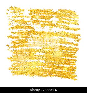 Golden Paint Glittering backdrop on a white background. Background with gold sparkles and glitter effect. Empty space for your text.  Vector illustrat Stock Vector