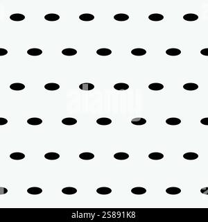 Simple dotted lines seamless vector pattern elongated black ovals on white textile scrapbook paper. Vector illustration Stock Vector