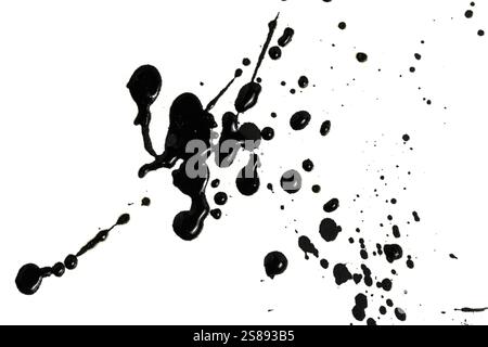 Black ink splashes on white background. Ink blots. Ink blots Stock Photo