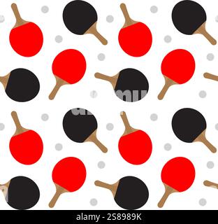 Vector seamless pattern of flat black ping pong table tennis sport icon isolated on white background Stock Vector